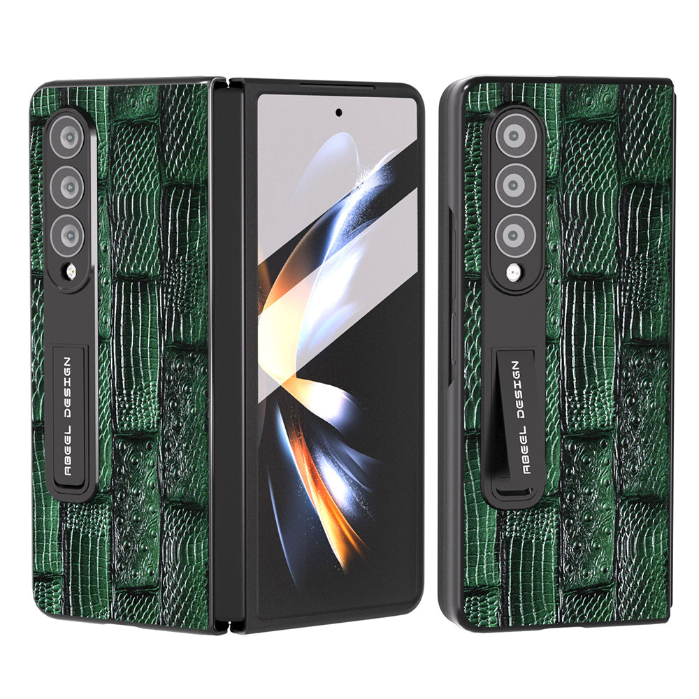 ABEEL til Samsung Galaxy Z Fold3 ægte ko-læder pc-telefontaske Mahjong Texture Kickstand Foldebart cover med skærmfilm ABEEL til Samsung Galaxy Z Fold3 ægte ko-læder pc-telefontaske Mahjong Texture Kickstand Foldebart cover med skærmfilm